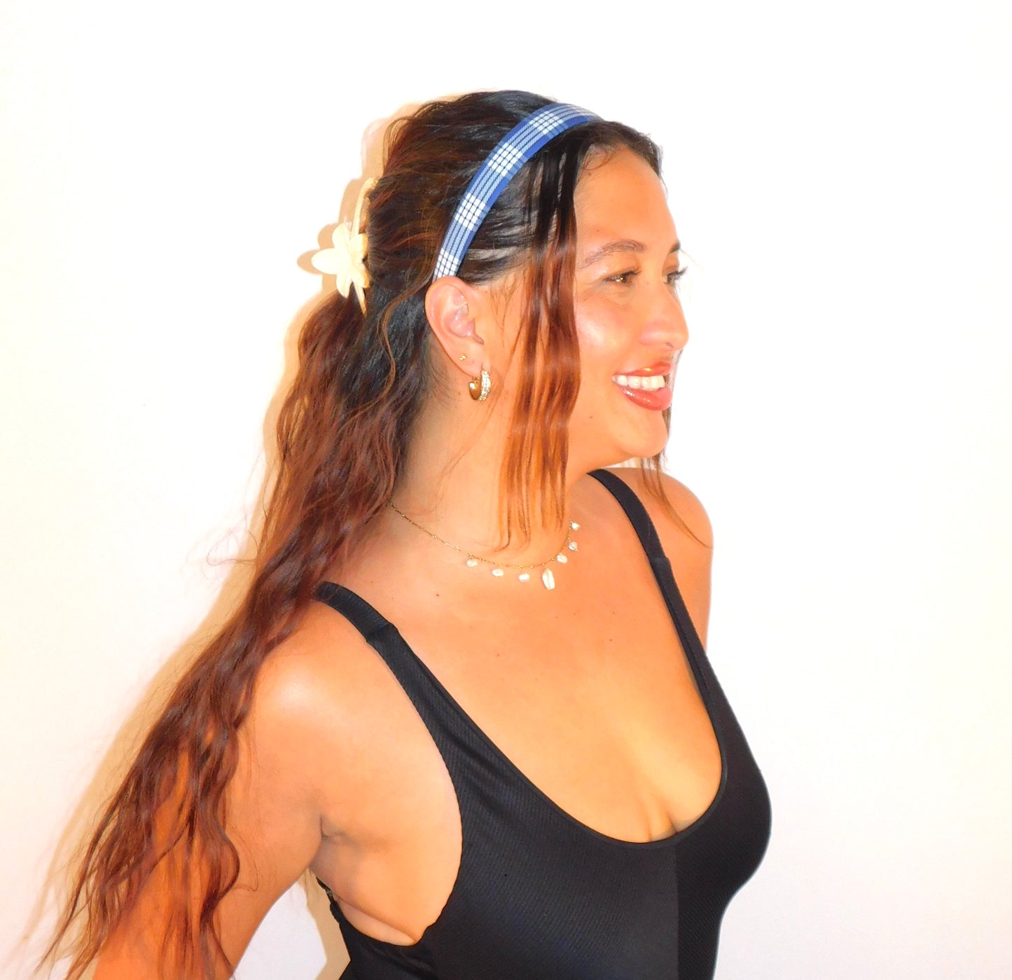 Polū (Royal Blue) Palaka Headband - Skinny 1 inch