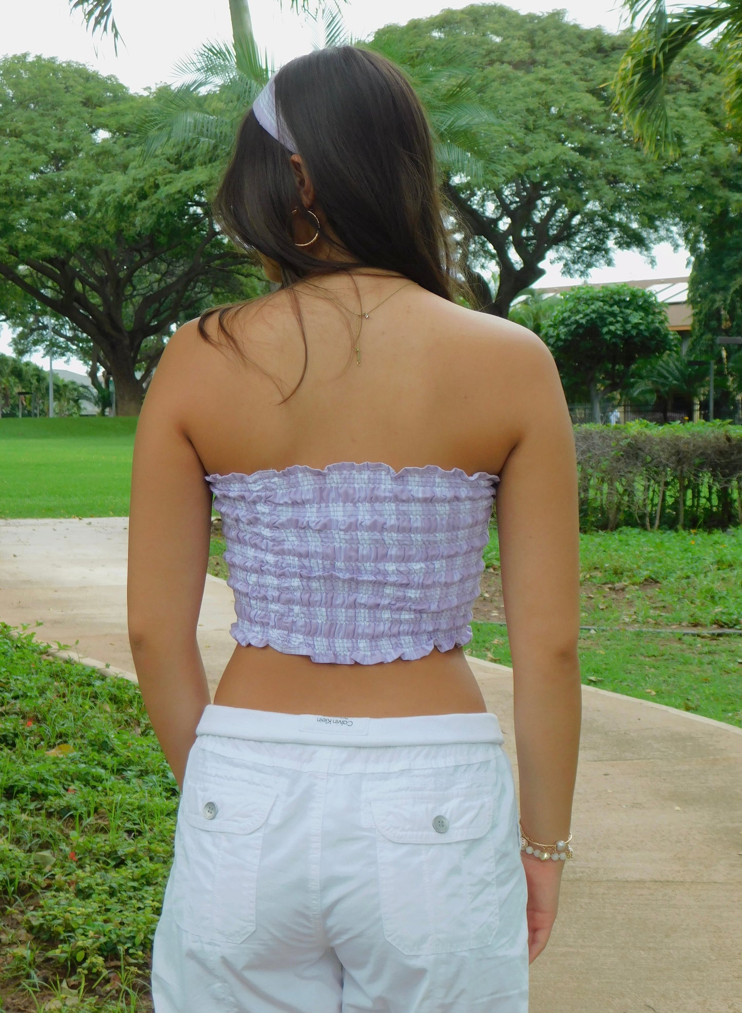 Lilac Palaka Tube Top