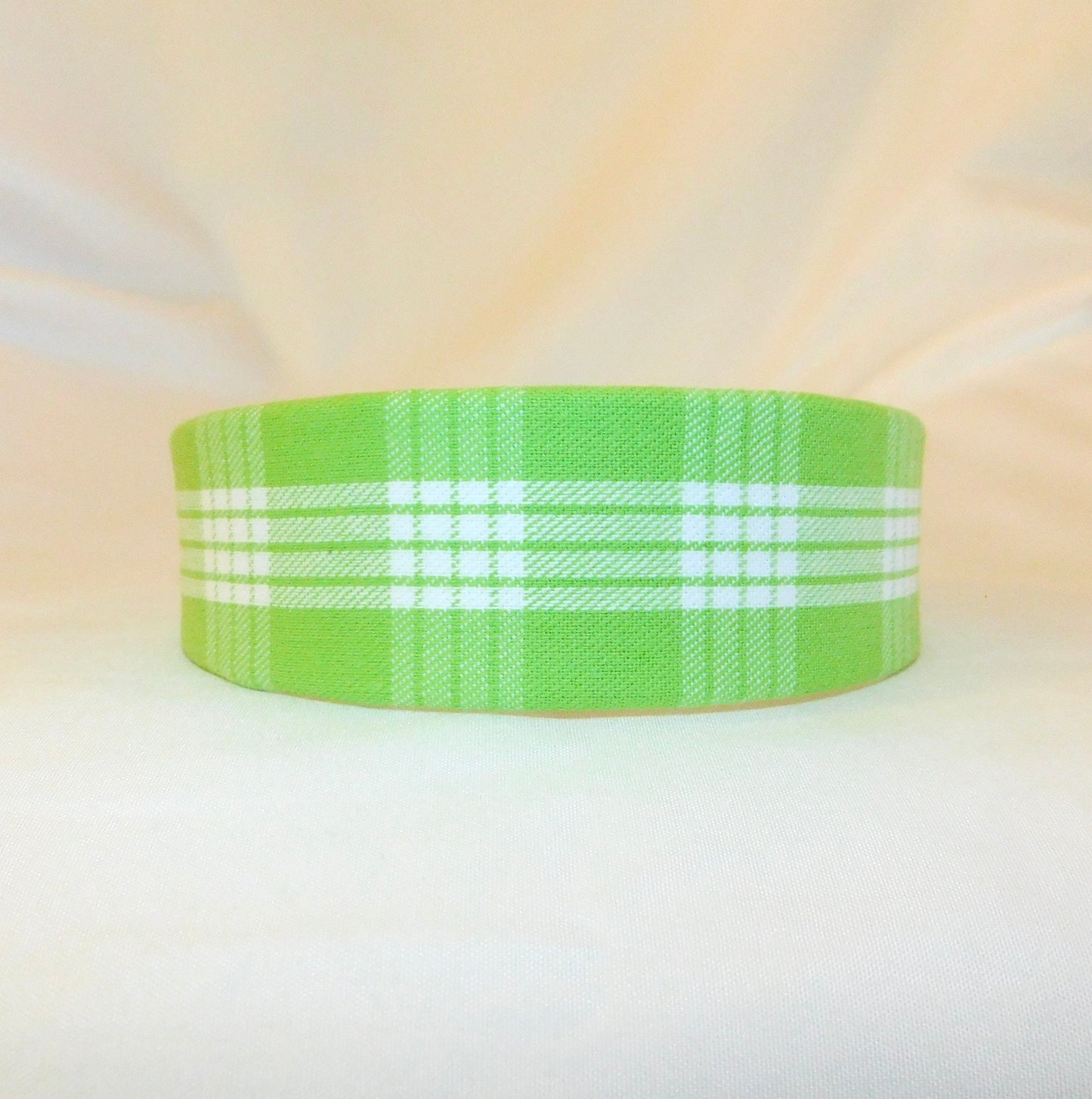 'Ōma'oma'o (Lime Green) Palaka Headband - Wide 1.5 inch