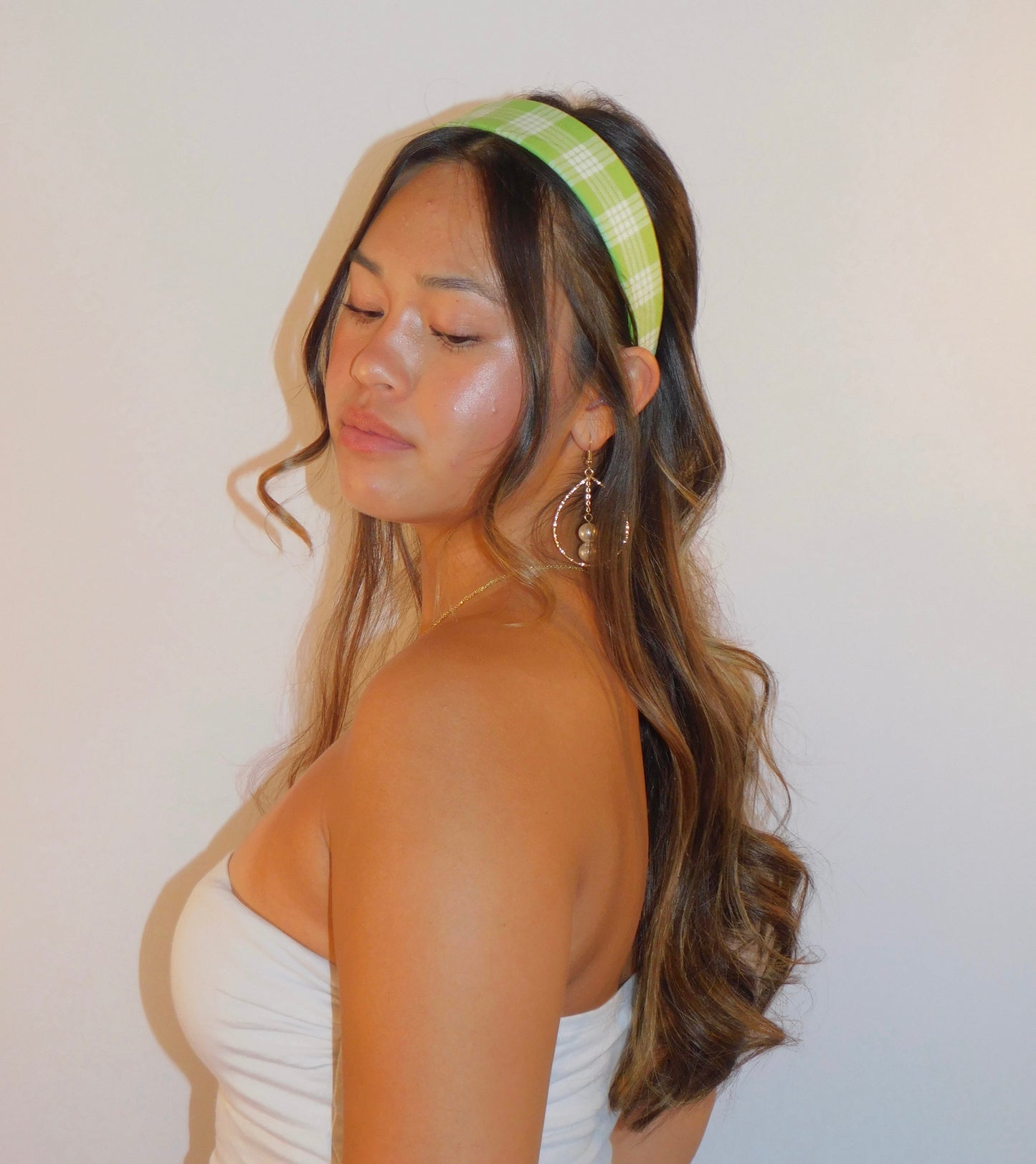 'Ōma'oma'o (Lime Green) Palaka Headband - Wide 1.5 inch