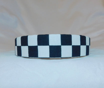 Black & White Checkered Headband - Skinny 1 inch