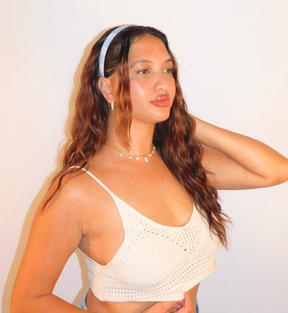 Lavender Blue Palaka Headband - Skinny 1 inch