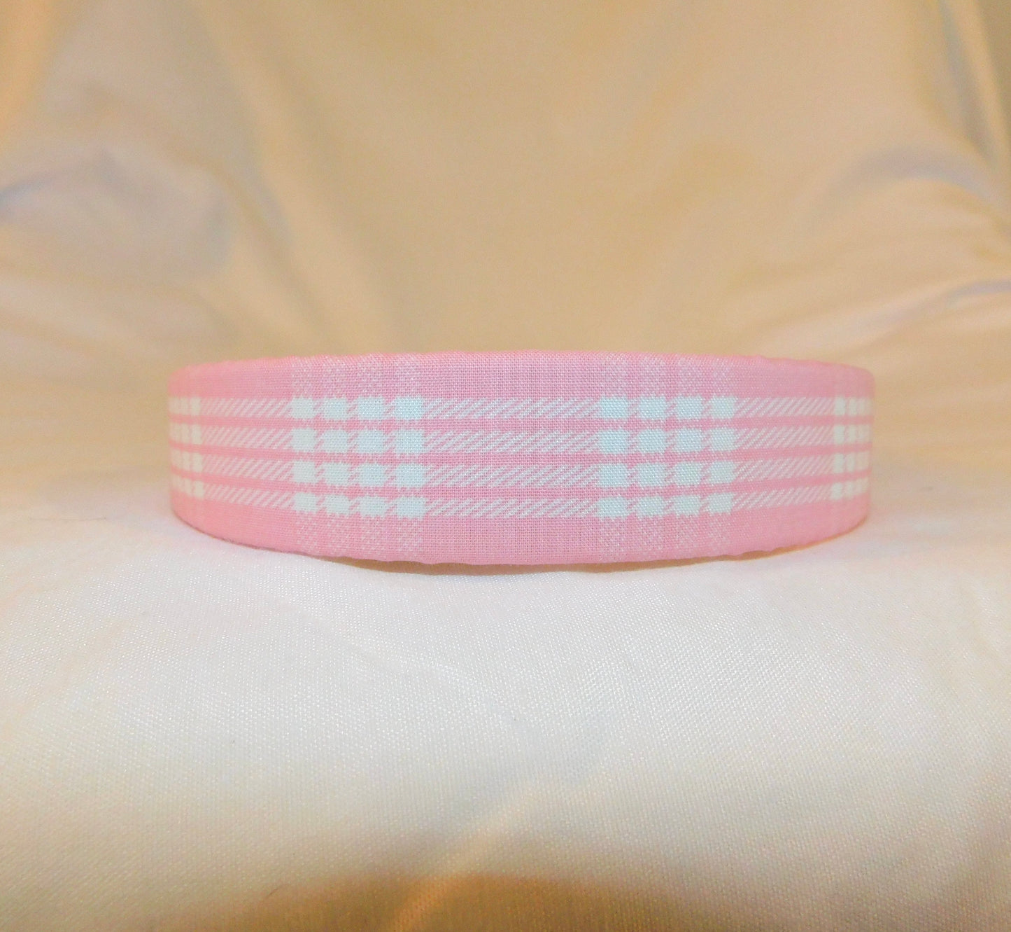 ‘Ākala (Baby Pink) Palaka Headband - Skinny 1 inch