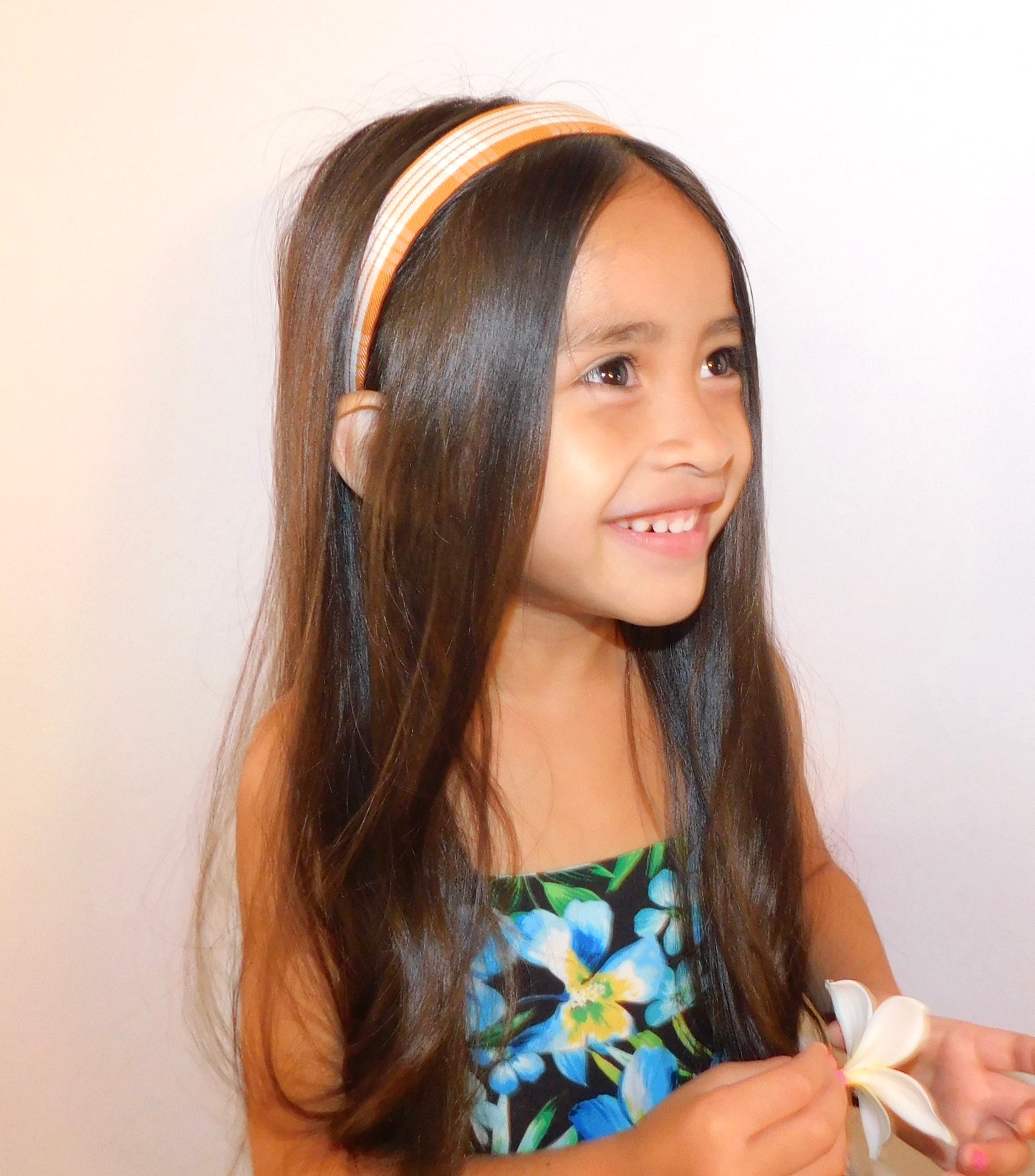 ‘Alani (Orange) Palaka Headband - Skinny 1 inch