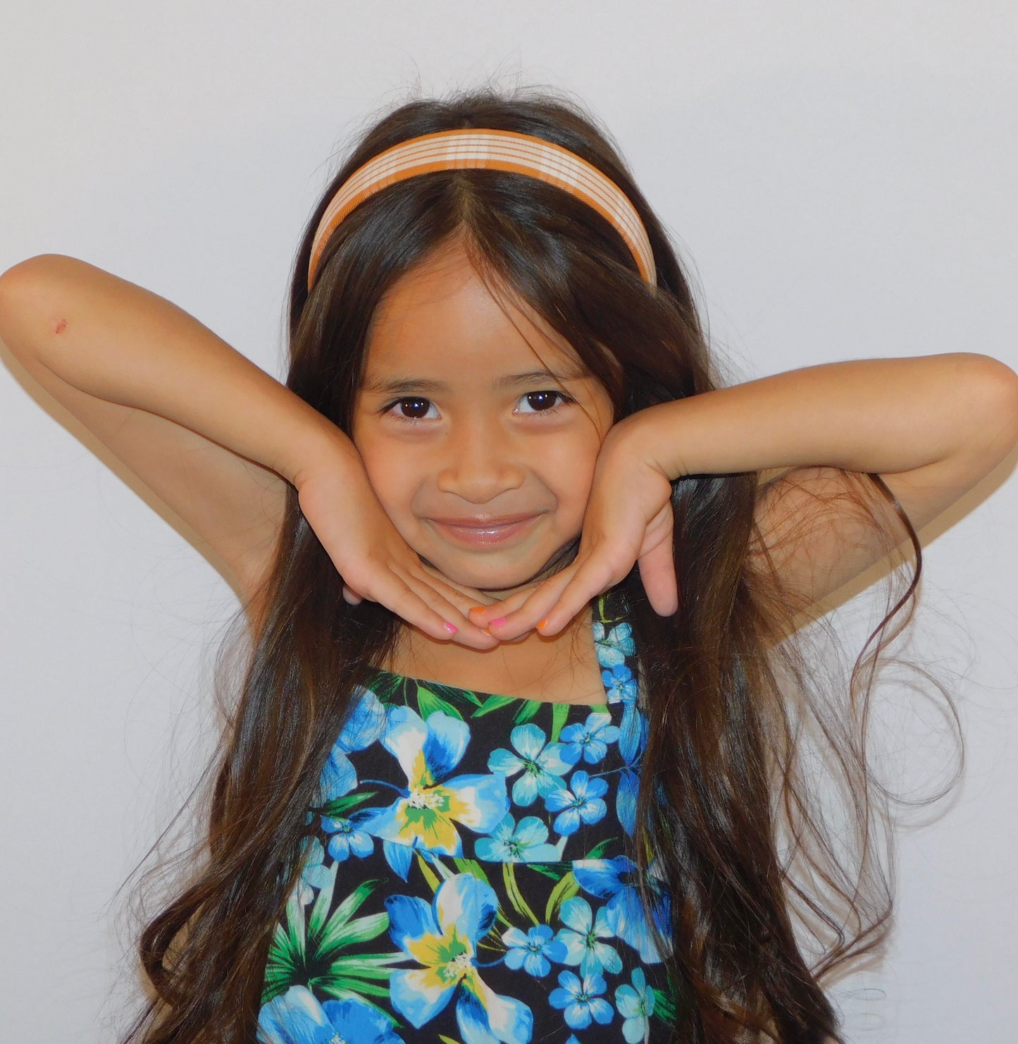 ‘Alani (Orange) Palaka Headband - Skinny 1 inch