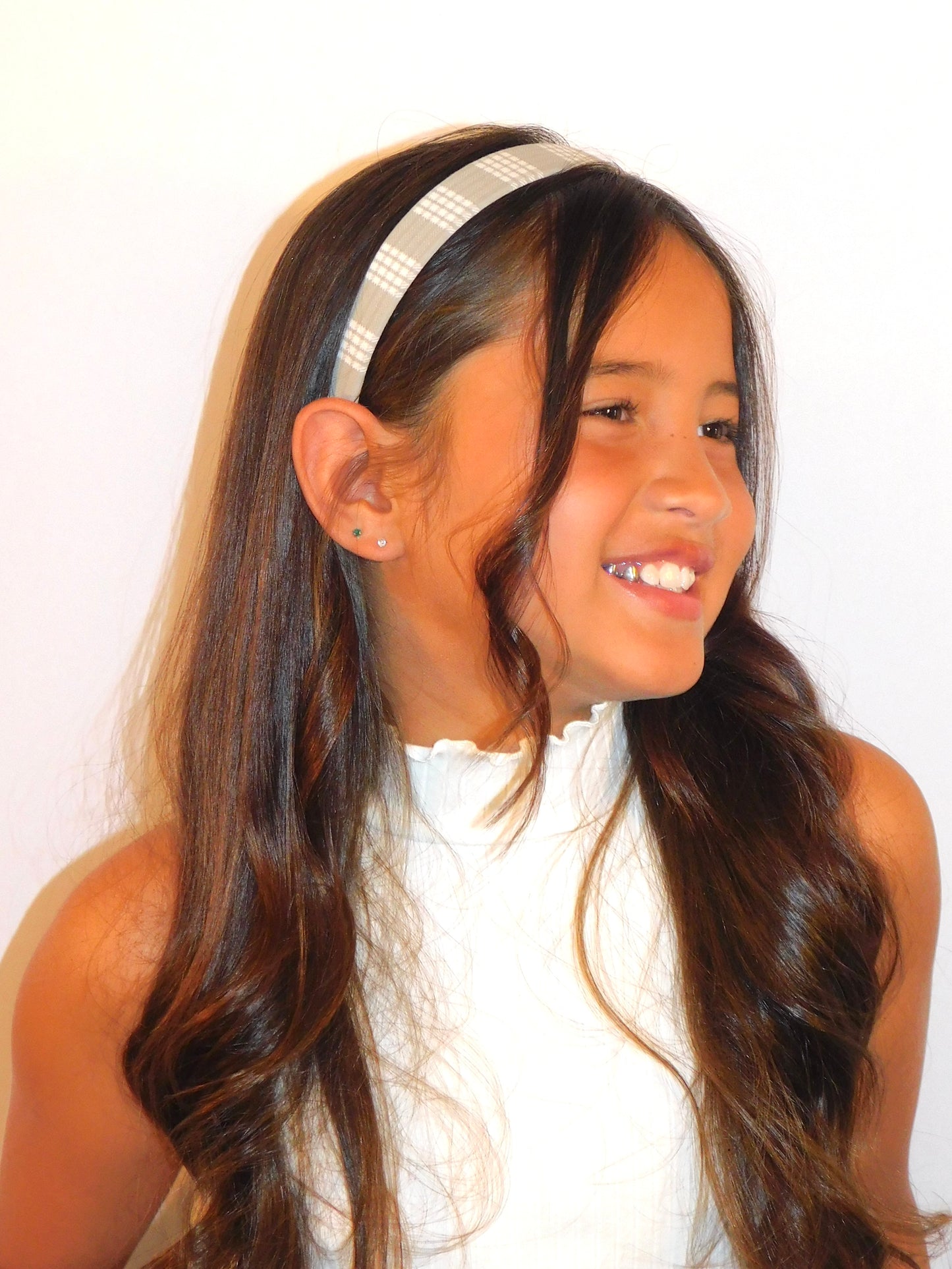 ‘Ahinahina (Grey) Palaka Headband - Skinny 1 inch