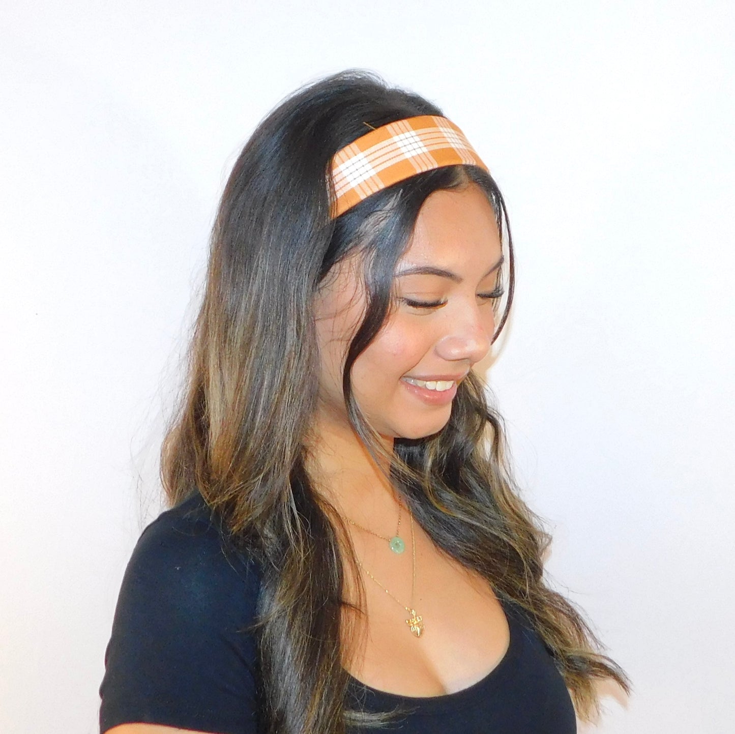 ‘Alani (Orange) Palaka Headband - Wide 1.5 inch