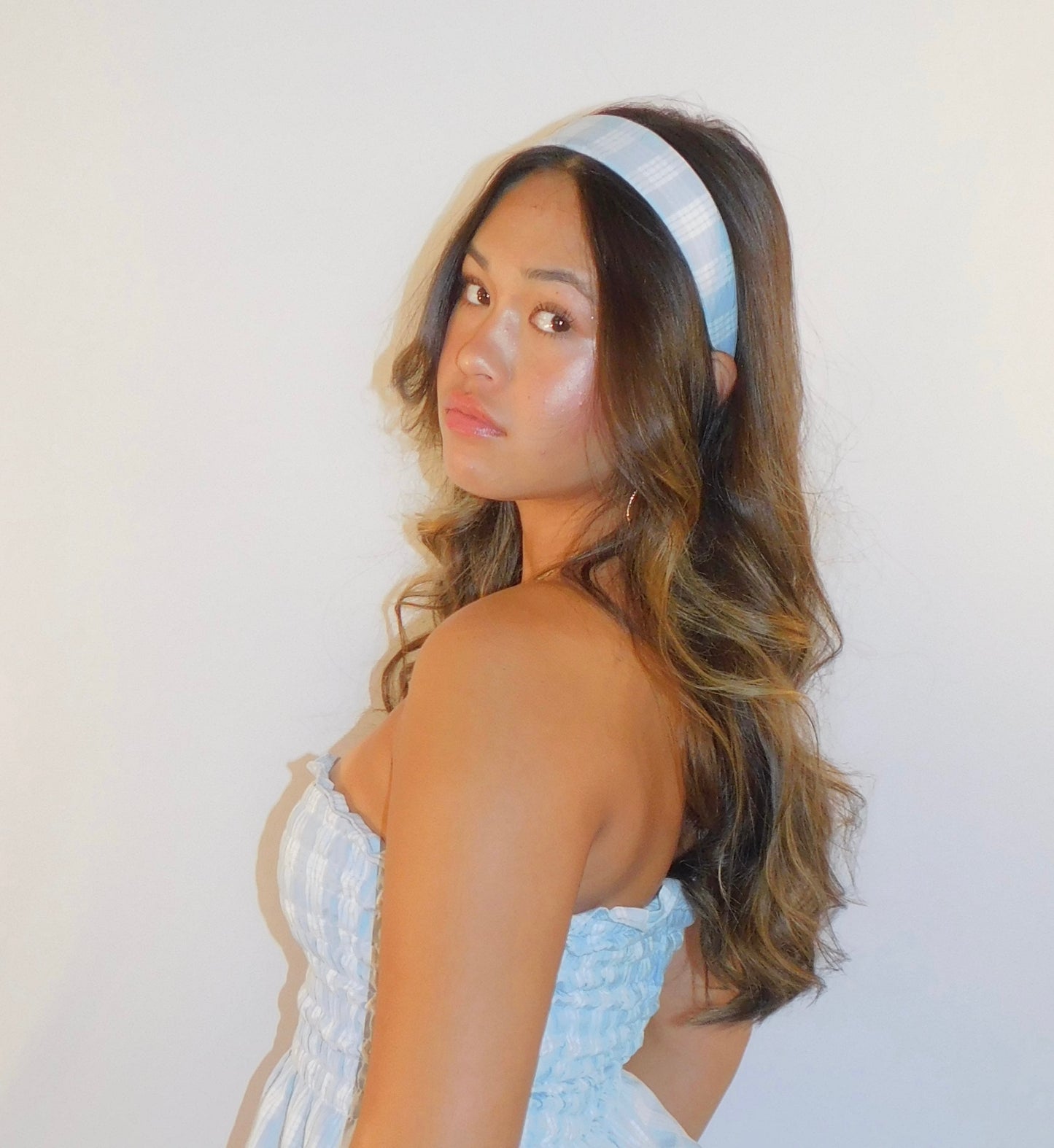 Baby Blue Palaka Headband - Wide 1.5 inch