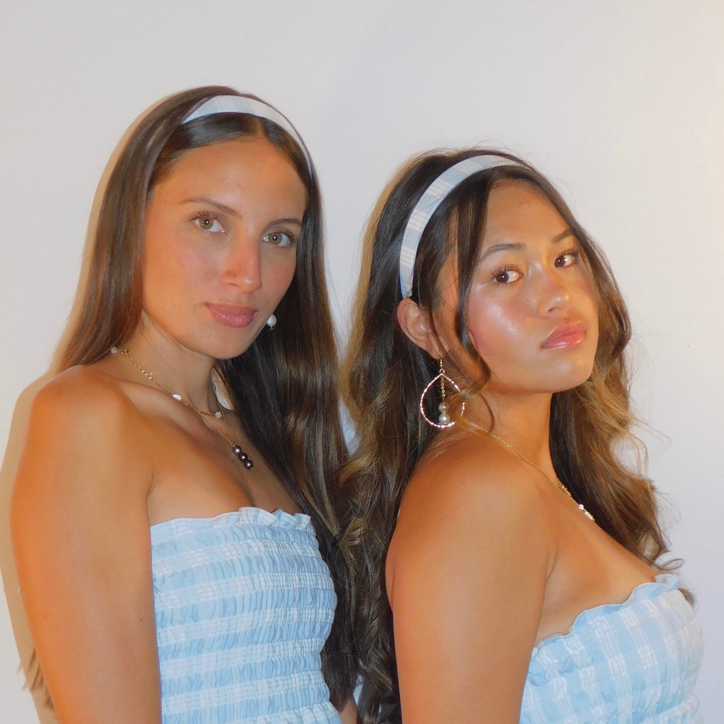 Baby Blue Palaka Headband - Skinny 1 inch