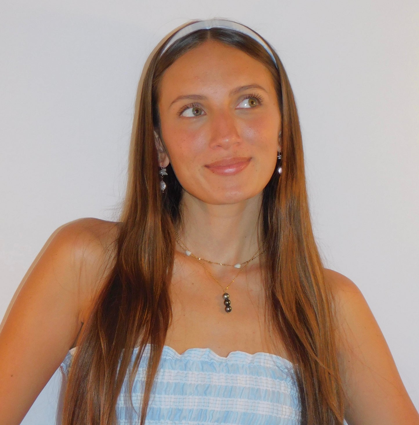 Baby Blue Palaka Headband - Skinny 1 inch