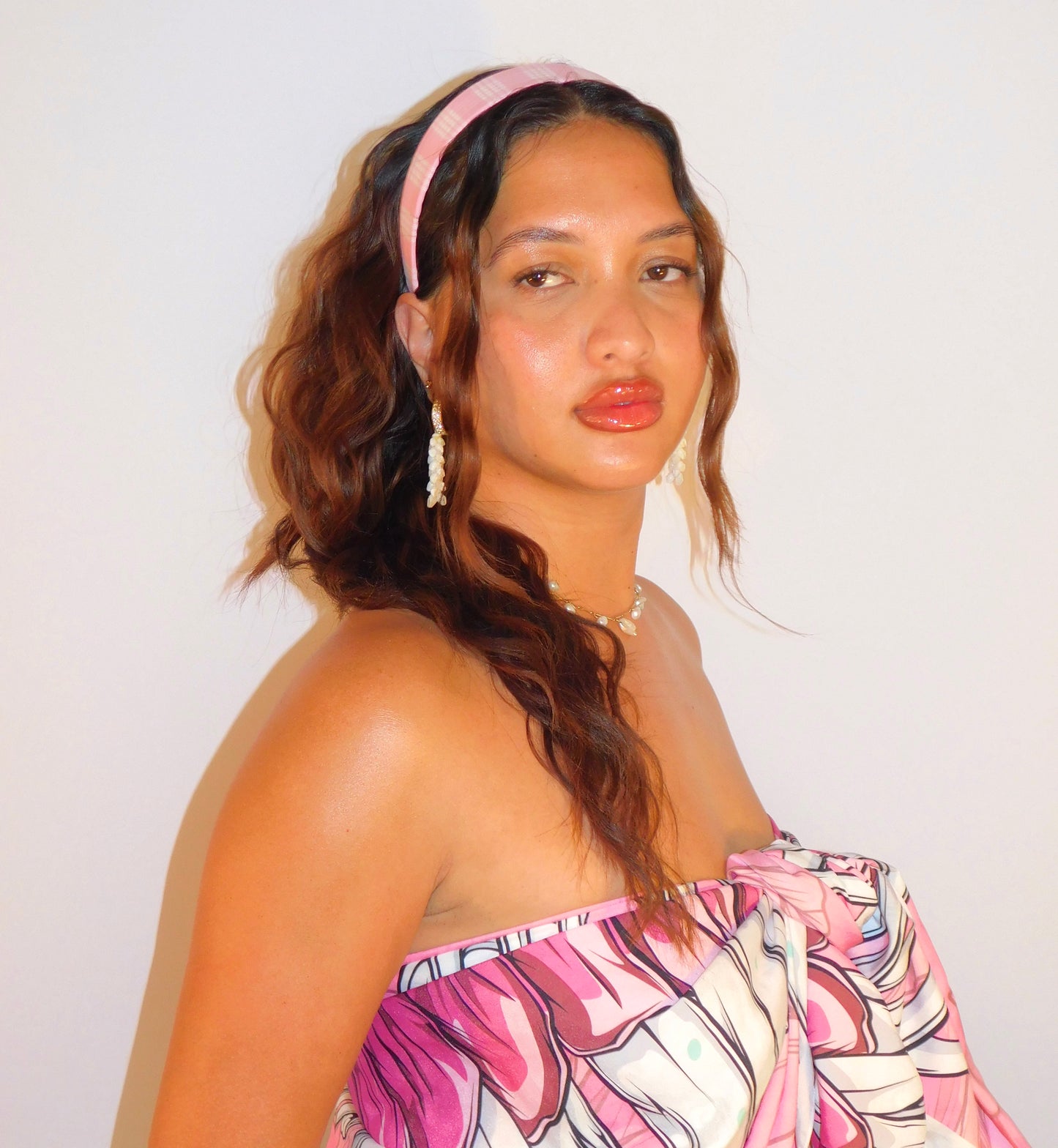 ‘Ākala (Baby Pink) Palaka Headband - Wide 1.5 inch