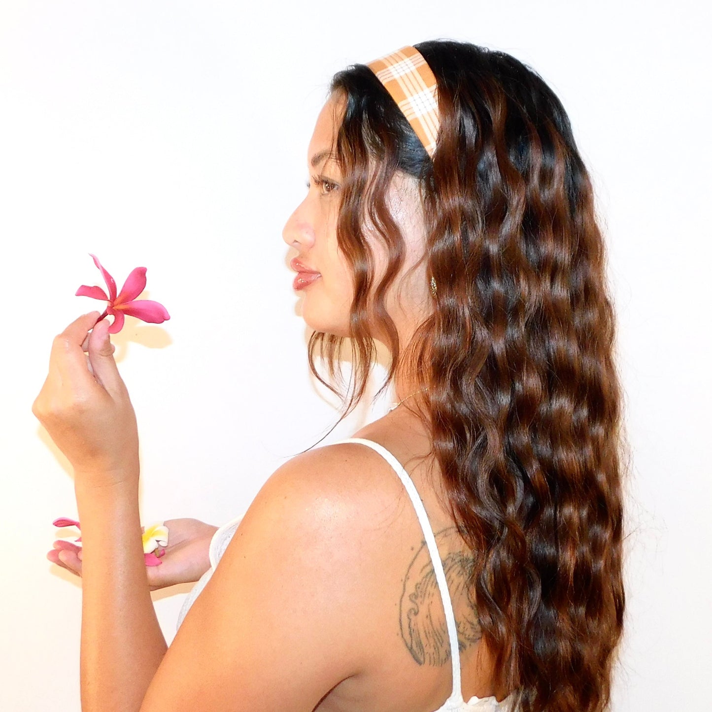‘Alani (Orange) Palaka Headband - Wide 1.5 inch
