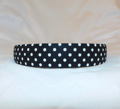 Black Polka Dot Headband - Skinny 1 inch