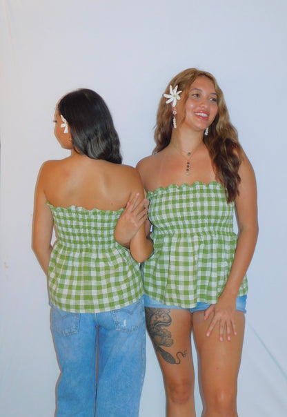 Olive Babydoll Palaka Top