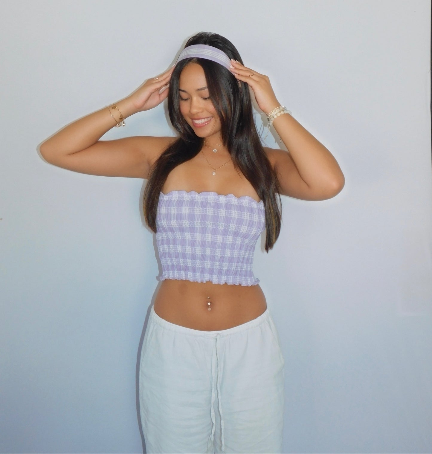 Lilac Palaka Tube Top