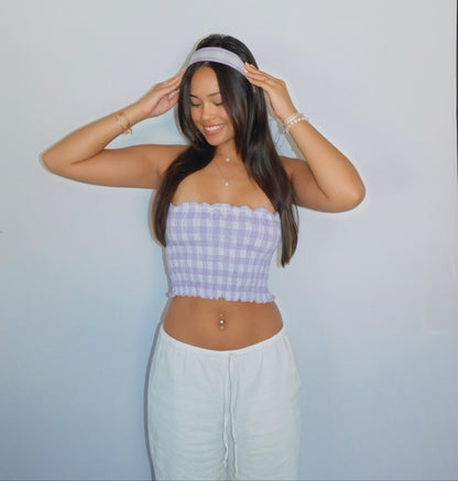 Lilac Palaka Tube Top