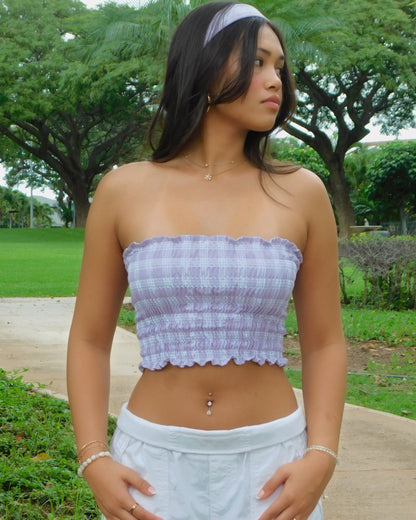Lilac Palaka Tube Top