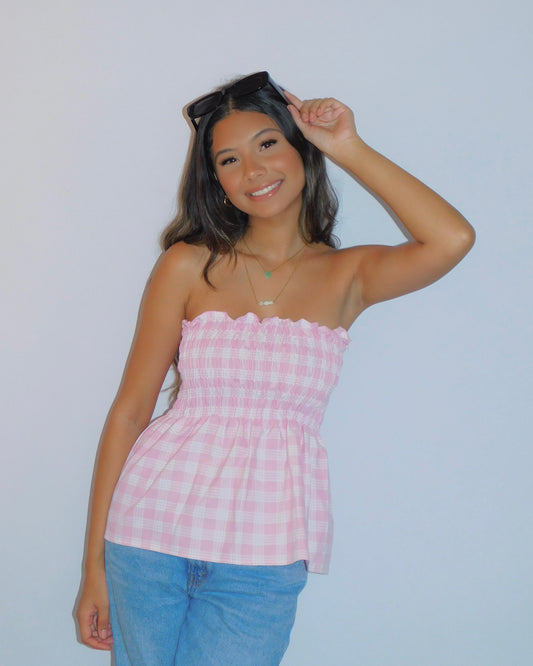 Baby Pink Babydoll Palaka Top