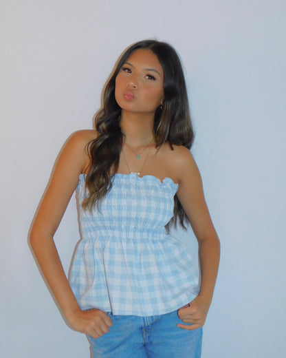 Baby Blue Babydoll Palaka Top