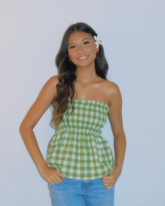 Olive Babydoll Palaka Top