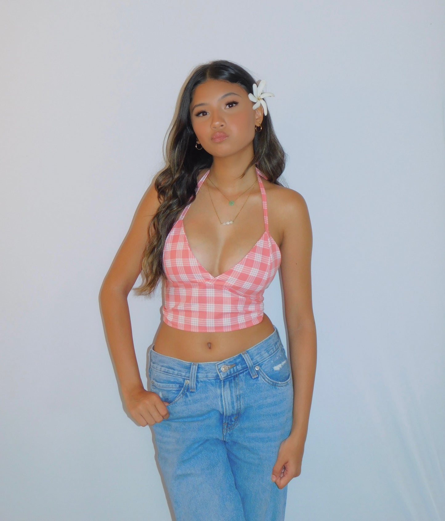 Guava Jellie Tie-Back Palaka Halter Top