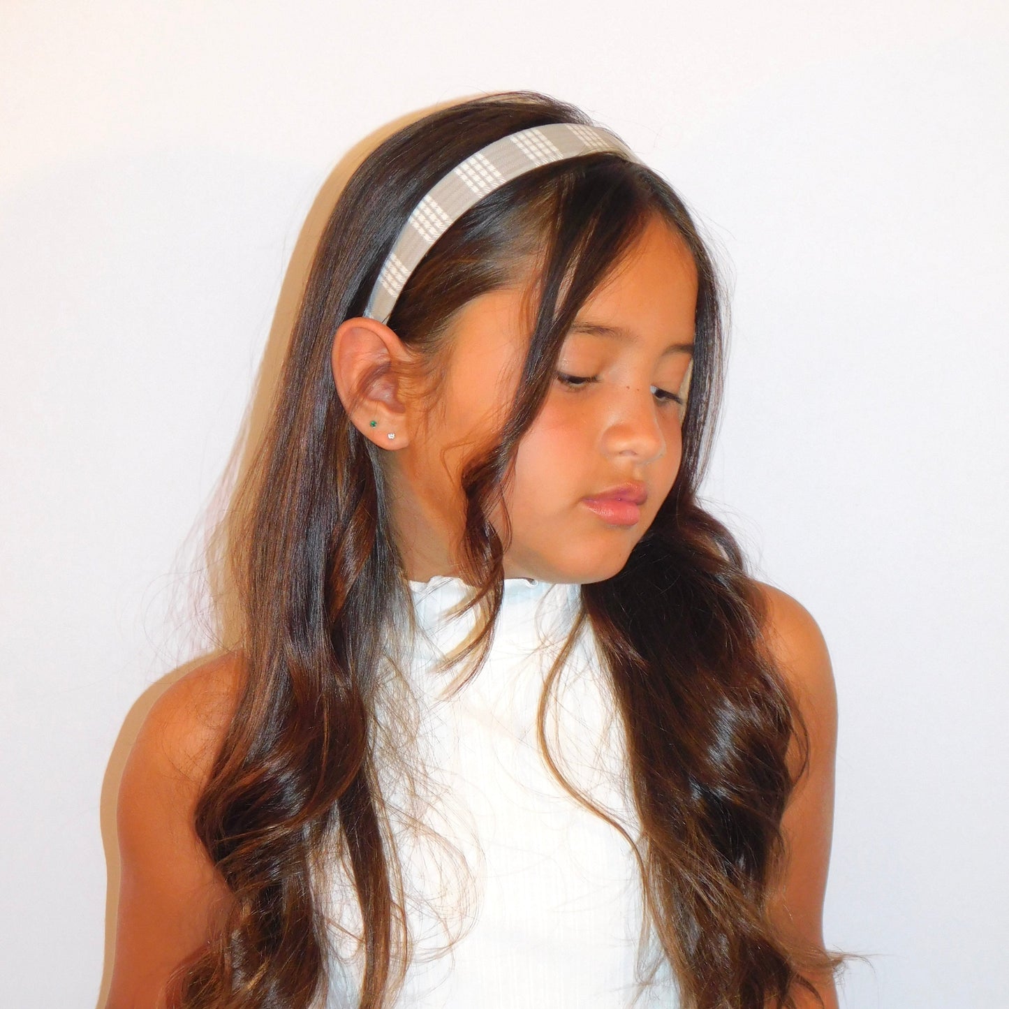 ‘Ahinahina (Grey) Palaka Headband - Skinny 1 inch