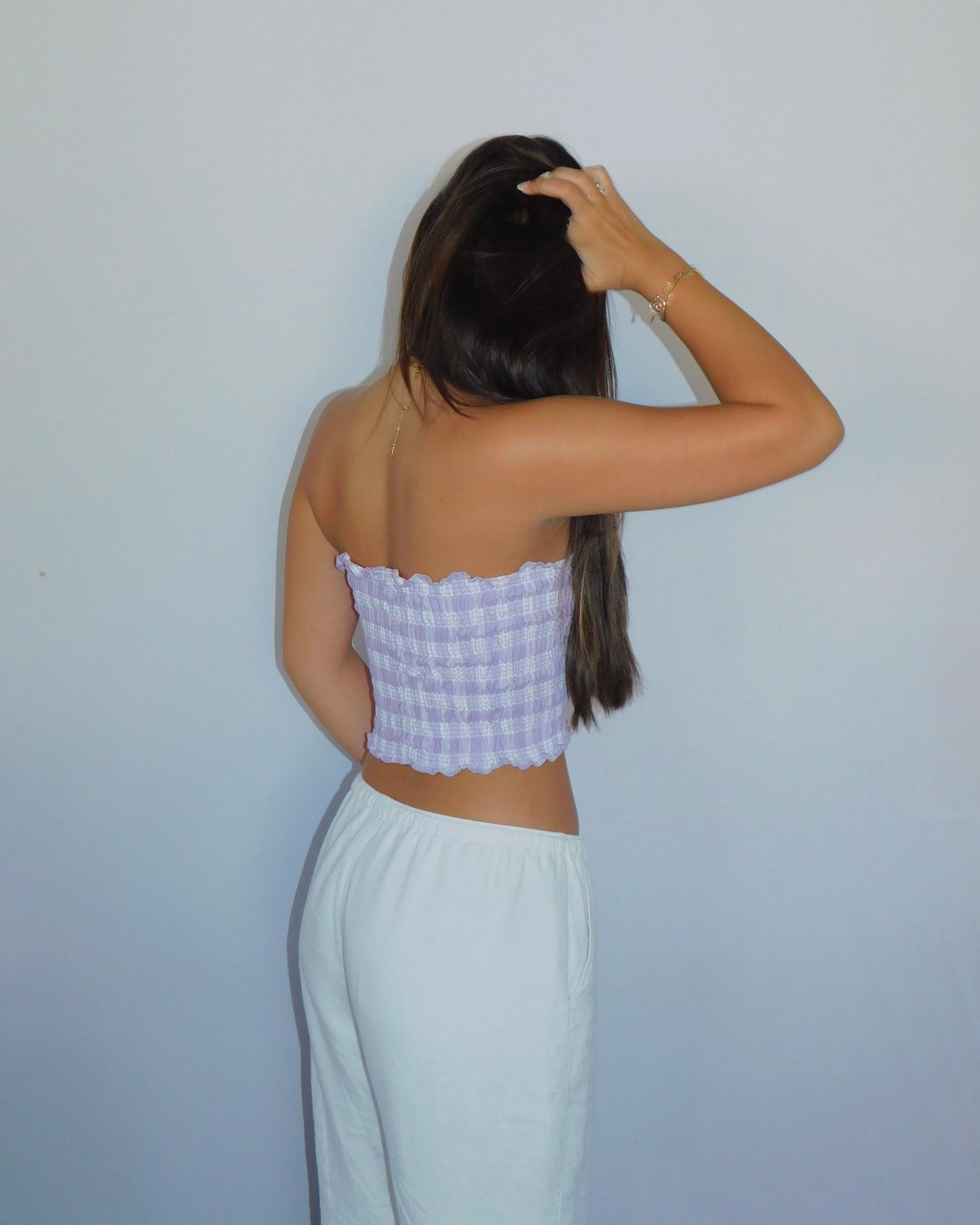 Lilac Palaka Tube Top