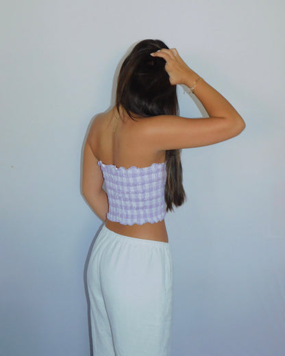 Lilac Palaka Tube Top