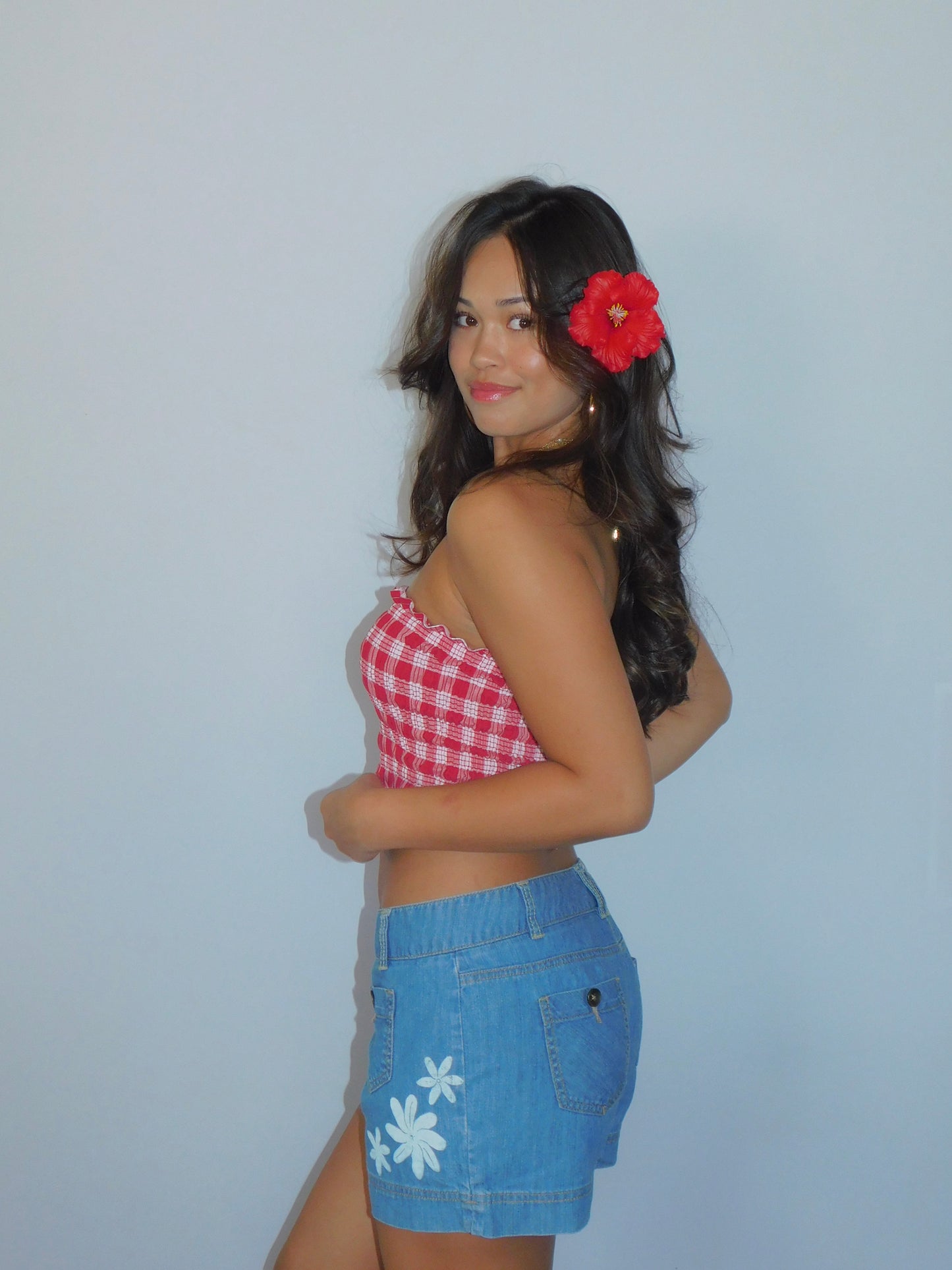 Red Palaka Tube Top