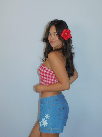 Red Palaka Tube Top