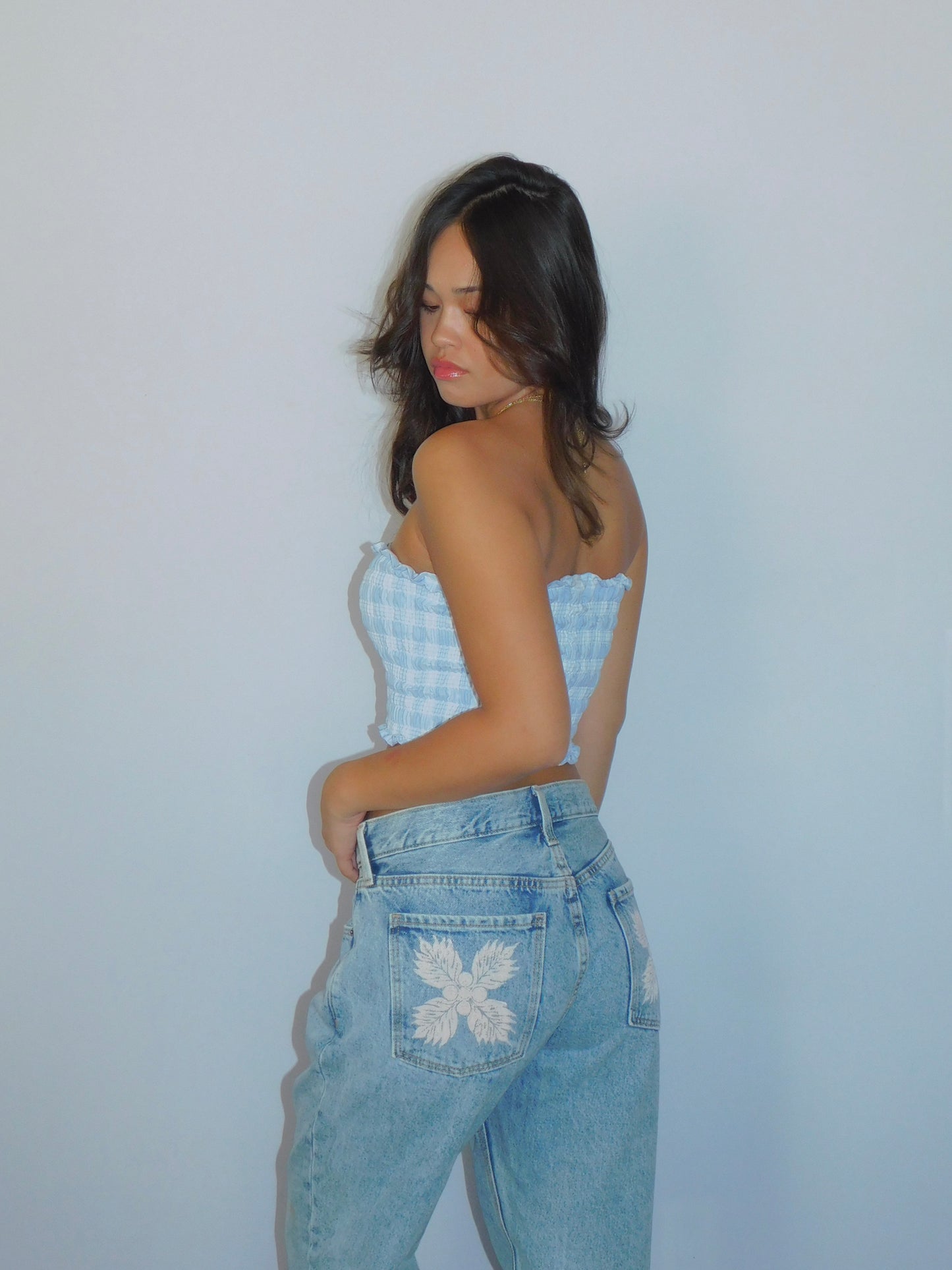 Baby Blue Palaka Tube Top