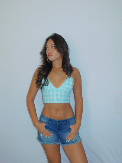 Turqoise Tie-Back Palaka Halter Top