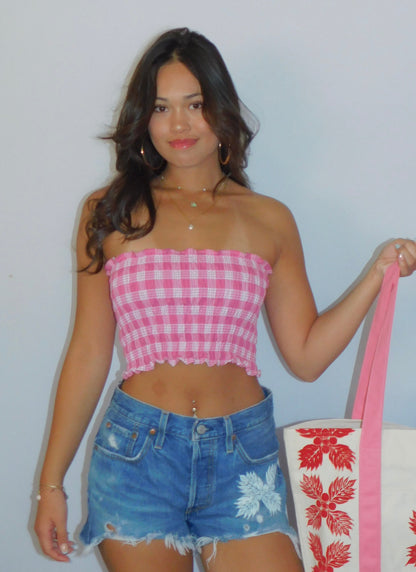 Hot Pink Palaka Tube Top