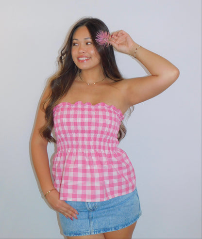 Hot Pink Palaka Babydoll Top