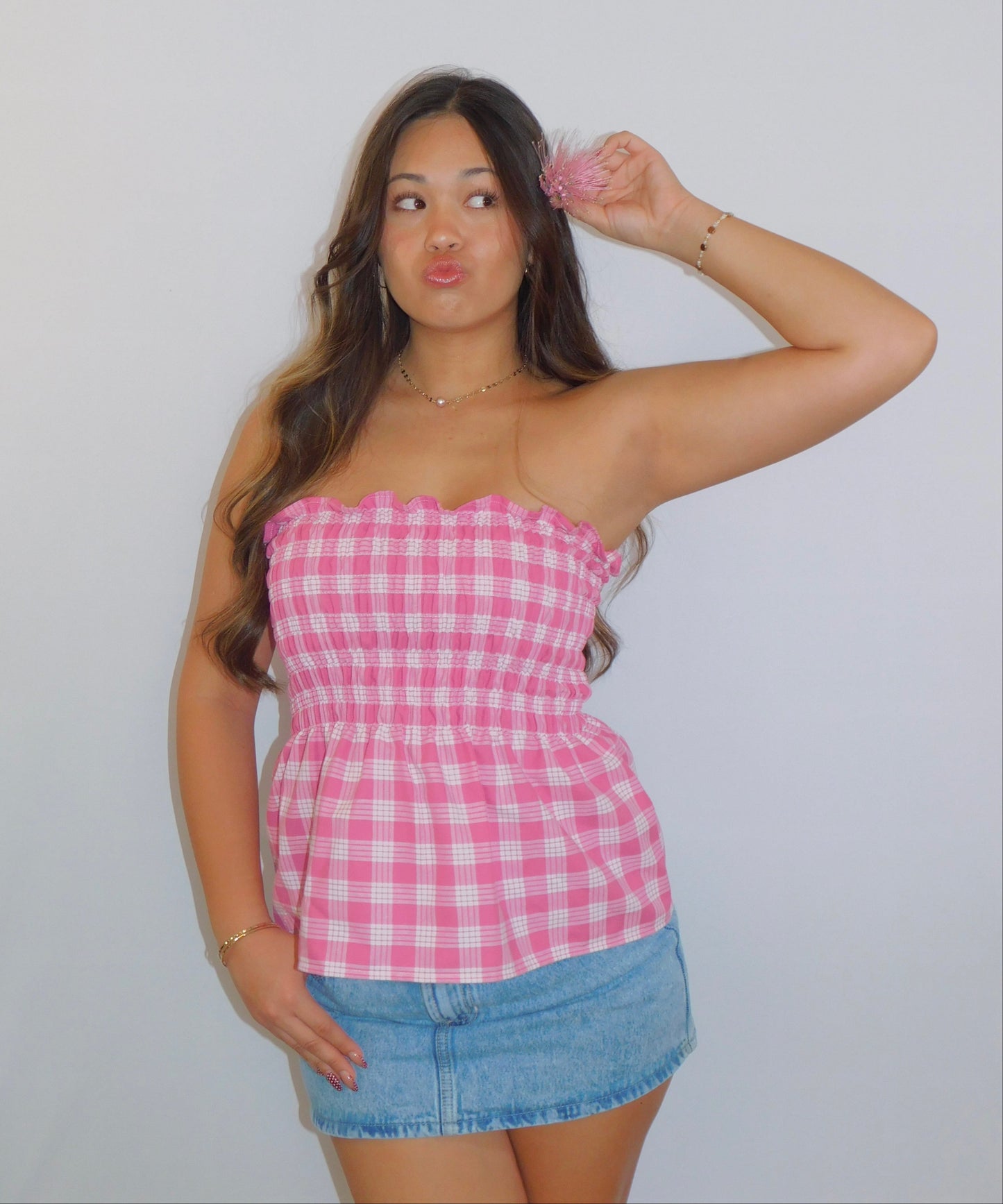 Hot Pink Palaka Babydoll Top