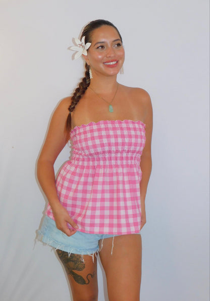 Hot Pink Palaka Babydoll Top