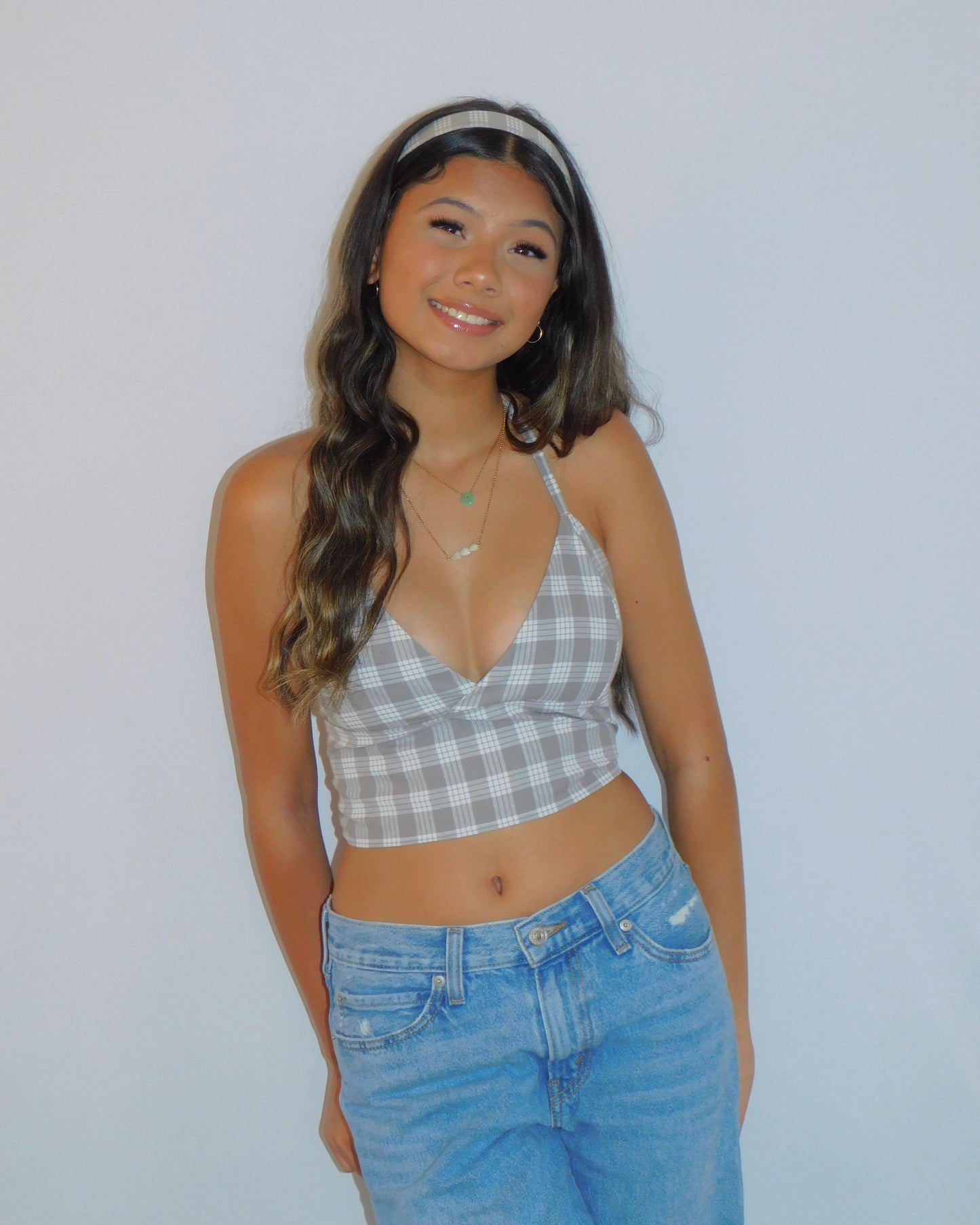 Grey Tie-Back Palaka Halter Top