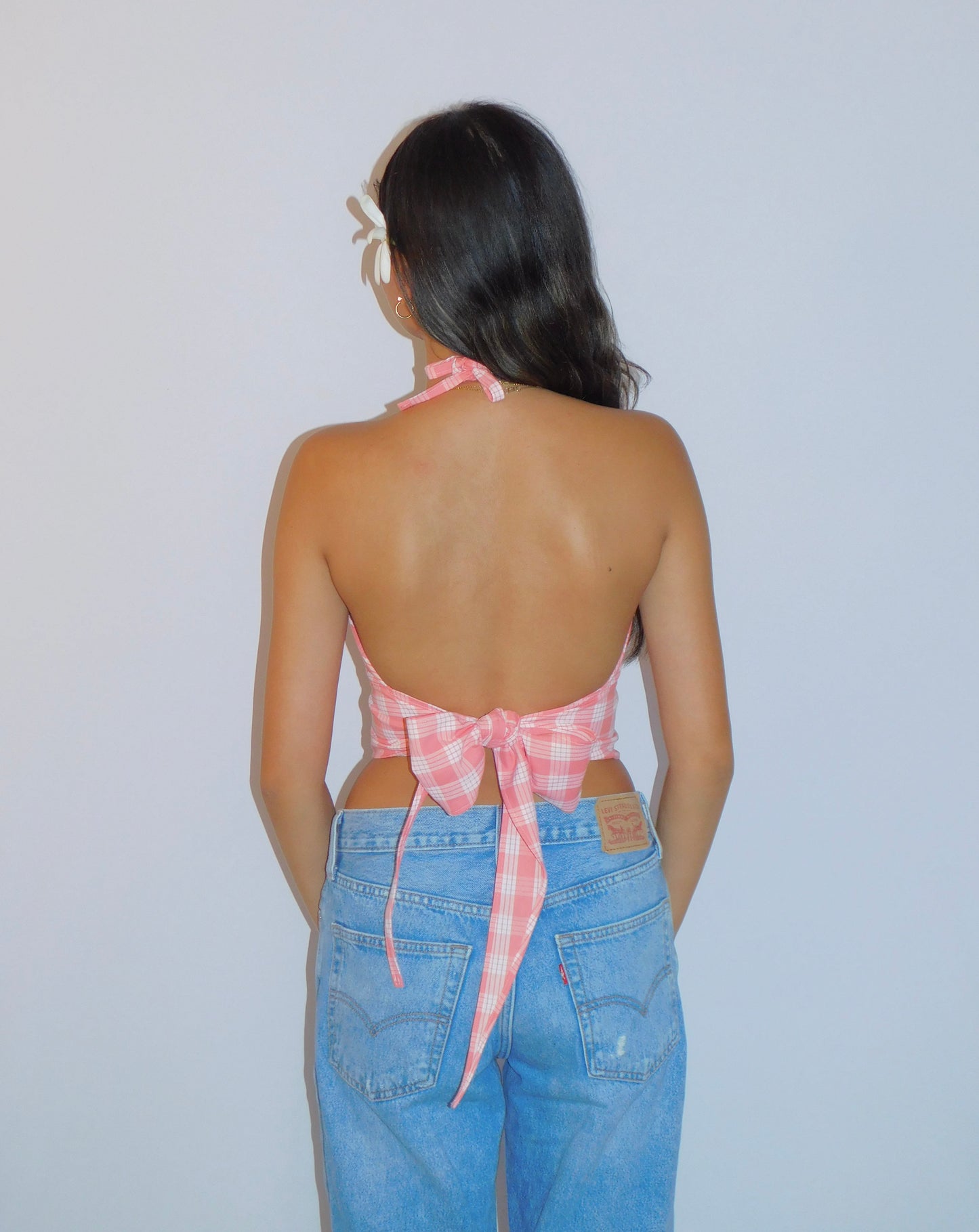 Guava Tie-Back Palaka Halter Top